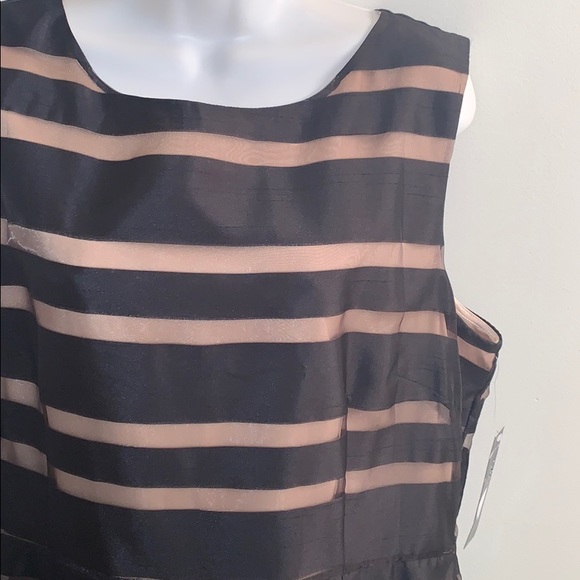 TAHARI Black & Nude Organza Dress - Picture 4 of 8